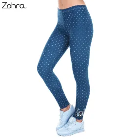 Zohra Printed Women Freeride Deer Dots Legging High Waist Legins Elastic Silm Fit Women Pants Leggings