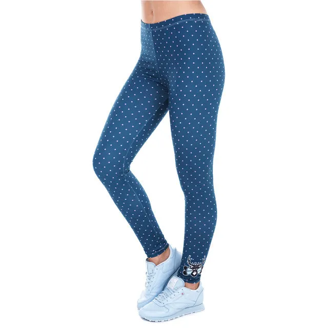 Zohra Printed Women Freeride Deer Dots Legging High Waist Legins Elastic Silm Fit Women Pants Leggings